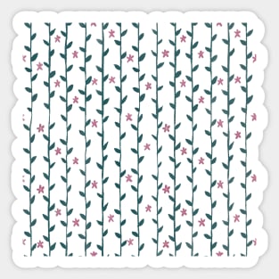 Watercolor Floral Vines Pattern - Teal & Light Pink Sticker